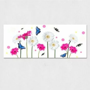 Obraz na szkle - kwiaty i motyle