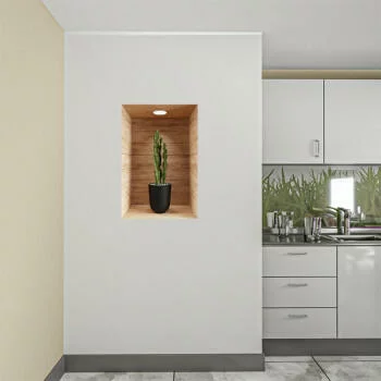 Naklejka na ścianę 3D do kuchni - kwiat w drewnianej wnęce XXII - kopia - obrazek 2