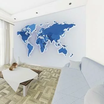 Fototapeta 3D - mapa świata - niebieskie podświetlenie