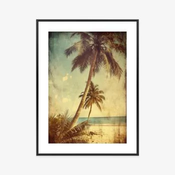Plakat w ramie - palmy na bezludnej wyspie vintage - obrazek 3