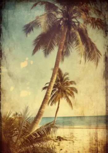 Plakat w ramie - palmy na bezludnej wyspie vintage - obrazek 2