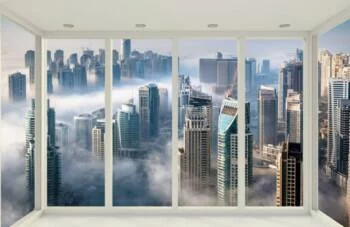 Fototapeta 3D miasto we mgle - obrazek 2