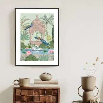 Plakat w ramie - pałac pawie i palmy
