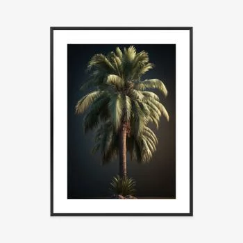 Plakat w ramie - samotna palma na ciemnym tle - obrazek 3
