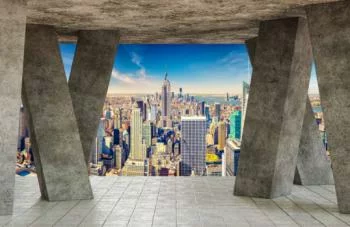 Fototapeta 3d Nowy Jork za betonowymi filarami - obrazek 2