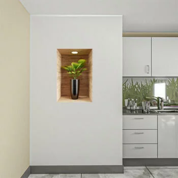 Naklejka na ścianę 3D do kuchni - kwiat w drewnianej wnęce XXI - obrazek 2