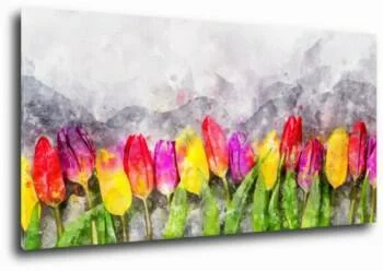 Kolorowe tulipany - obraz panoramiczny
