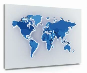 Obraz - niebieska mapa świata
