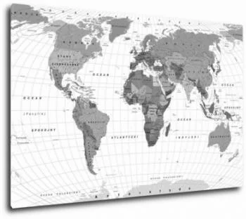 Obraz - mapa świata - czarno-biała - obrazek 2