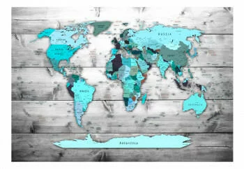 Fototapeta samoprzylepna - Mapa świata: Błękitne kontynenty - obrazek 2