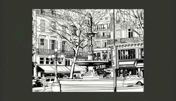 Fototapeta czarno biała - fontanna w Paryżu - obrazek 2