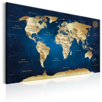 Obraz - Mapa świata: Granatowa głębia