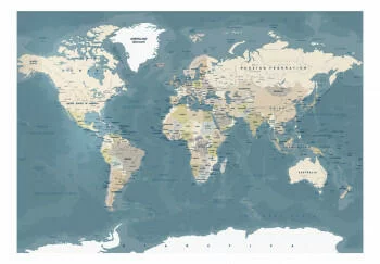 Fototapeta samoprzylepna - Błękitno beżowa mapa świata retro - obrazek 2