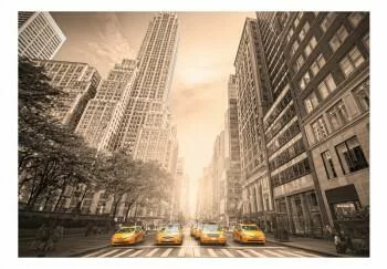 Fototapeta - New York taxi - sepia - obrazek 2