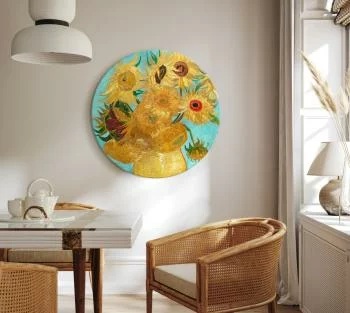 Obraz okrągły - Wazon z dwunastoma słonecznikami (Vincent van Gogh) - obrazek 2
