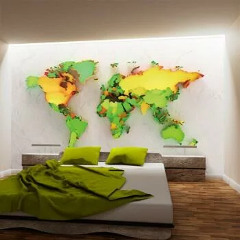 Fototapeta 3D - mapa świata - kontynenty