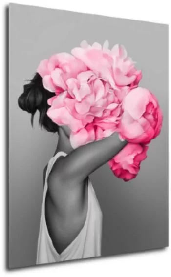 Obraz - dziewczyna z różowymi kwiatami - obrazek 2
