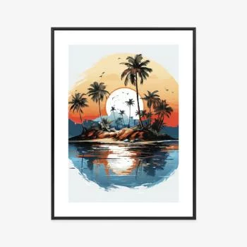 Plakat w ramie - tropikalne palmy na bezludnej wyspie - obrazek 3