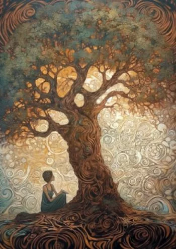 Plakat w ramie - kobieta przy drzewie życia - obrazek 2