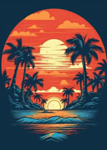 Plakat w ramie - letnia plaża z palmami i morzem - obrazek 2