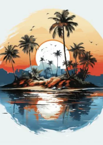 Plakat w ramie - tropikalne palmy na bezludnej wyspie - obrazek 2