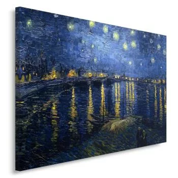 Obraz na płótnie, Reprodukcja obrazu V. van Gogha – gwiaździsta noc nad rodanem - obrazek 2