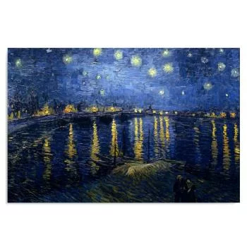 Obraz na płótnie, Reprodukcja obrazu V. van Gogha – gwiaździsta noc nad rodanem - obrazek 3