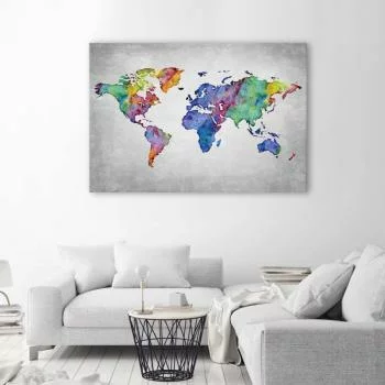 Obraz na płótnie, Wielobarwna mapa świata