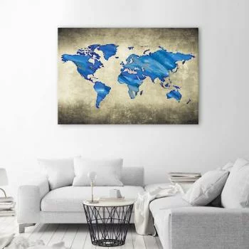 Obraz na płótnie, Niebieska mapa świata