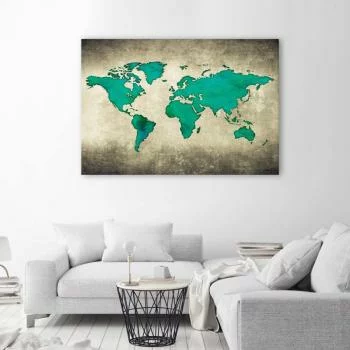 Obraz na płótnie, Zielona mapa świata
