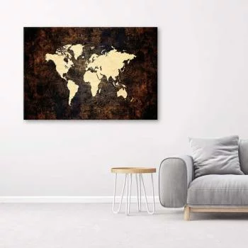 Obraz na płótnie, Brązowa mapa świata