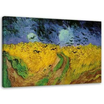 Obraz na płótnie, Pole pszenicy z krukami - V. van Gogh reprodukcja - obrazek 2
