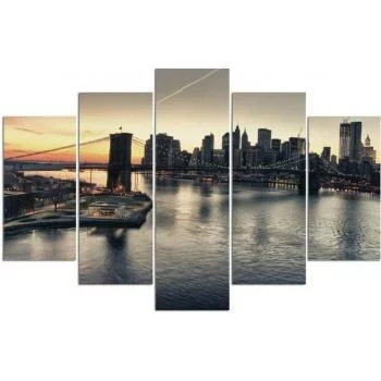 Obraz pięcioczęściowy na płótnie, Brooklyn Bridge w Nowym Jorku - obrazek 3