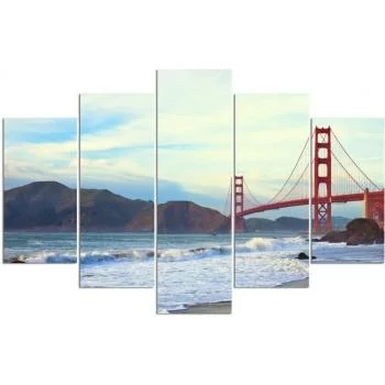 Obraz pięcioczęściowy na płótnie, Golden Gate Bridge - obrazek 3
