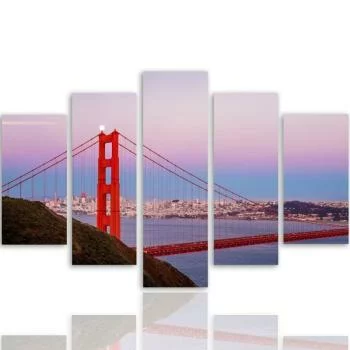 Obraz pięcioczęściowy na płótnie, Most Golden Gate 3 - obrazek 3