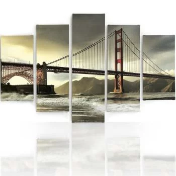 Obraz pięcioczęściowy na płótnie, Most przez rzekę - obrazek 3