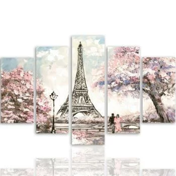 Obraz pięcioczęściowy na płótnie, Wiosna w Paryżu - obrazek 3