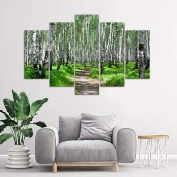 Obraz pięcioczęściowy Deco Panel, Las brzozowy