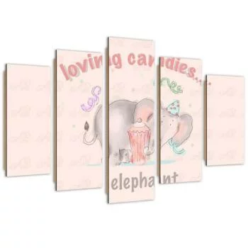 Obraz pięcioczęściowy Deco Panel, Loving candies elephant - obrazek 2