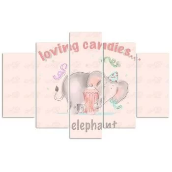 Obraz pięcioczęściowy Deco Panel, Loving candies elephant - obrazek 3