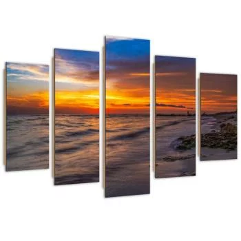Obraz pięcioczęściowy Deco Panel, Zachód słońca na plaży - obrazek 2