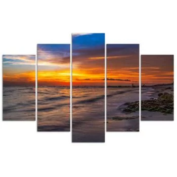 Obraz pięcioczęściowy Deco Panel, Zachód słońca na plaży - obrazek 3