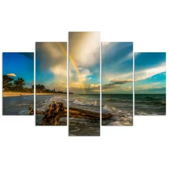 Obraz pięcioczęściowy Deco Panel, Tęcza nad plażą - obrazek 3