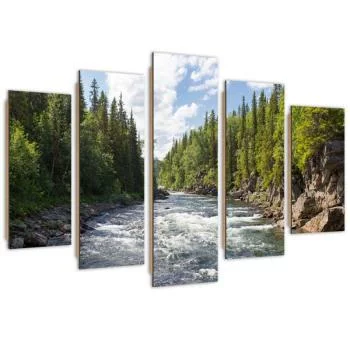 Obraz pięcioczęściowy Deco Panel, Rzeka w lesie - obrazek 2