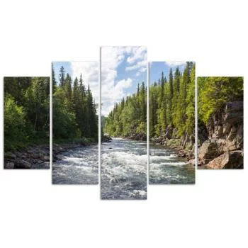Obraz pięcioczęściowy Deco Panel, Rzeka w lesie - obrazek 3