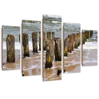Obraz pięcioczęściowy Deco Panel, Falochrony na plaży - obrazek 2
