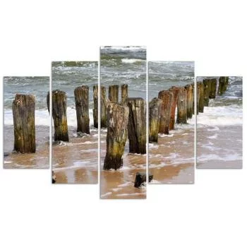 Obraz pięcioczęściowy Deco Panel, Falochrony na plaży - obrazek 3