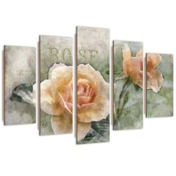 Obraz pięcioczęściowy Deco Panel, Herbaciane róże shabby chic - obrazek 2