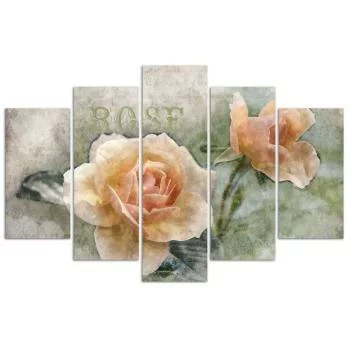 Obraz pięcioczęściowy Deco Panel, Herbaciane róże shabby chic - obrazek 3