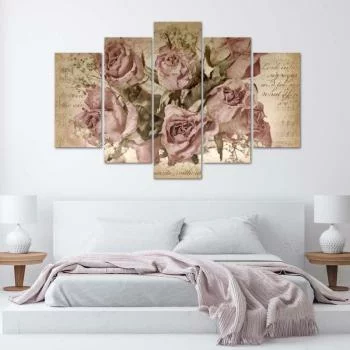 Obraz pięcioczęściowy Deco Panel, Róże i nuty